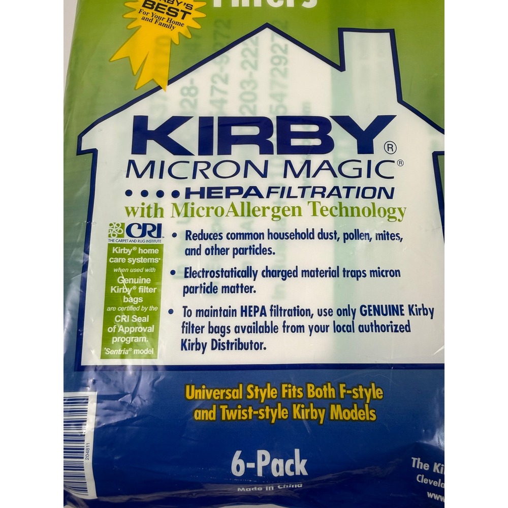 Kirby Micron Magic HEPA Vacuum Bags – 6‑Pack | F‑Style & Twist‑Style Compatible